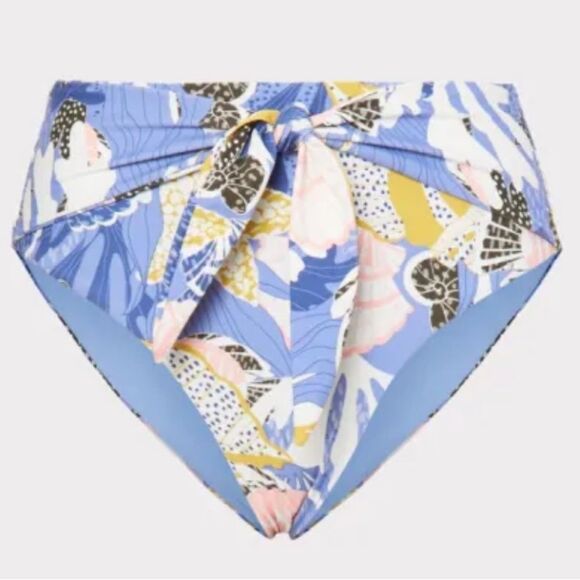 Milly Women's Blue Under The Sea Front Tie Bikini Bottom Swimwear S NWT $150 - Picture 7 of 8